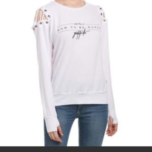 NWT Cinthia Happy Tie-Shoulder Sweatshirt